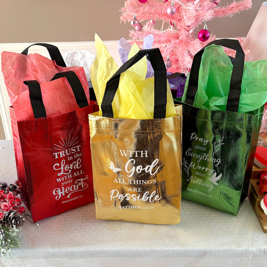DeeLuxe Christian Gift Bag - Gold - Hebrews 13:6