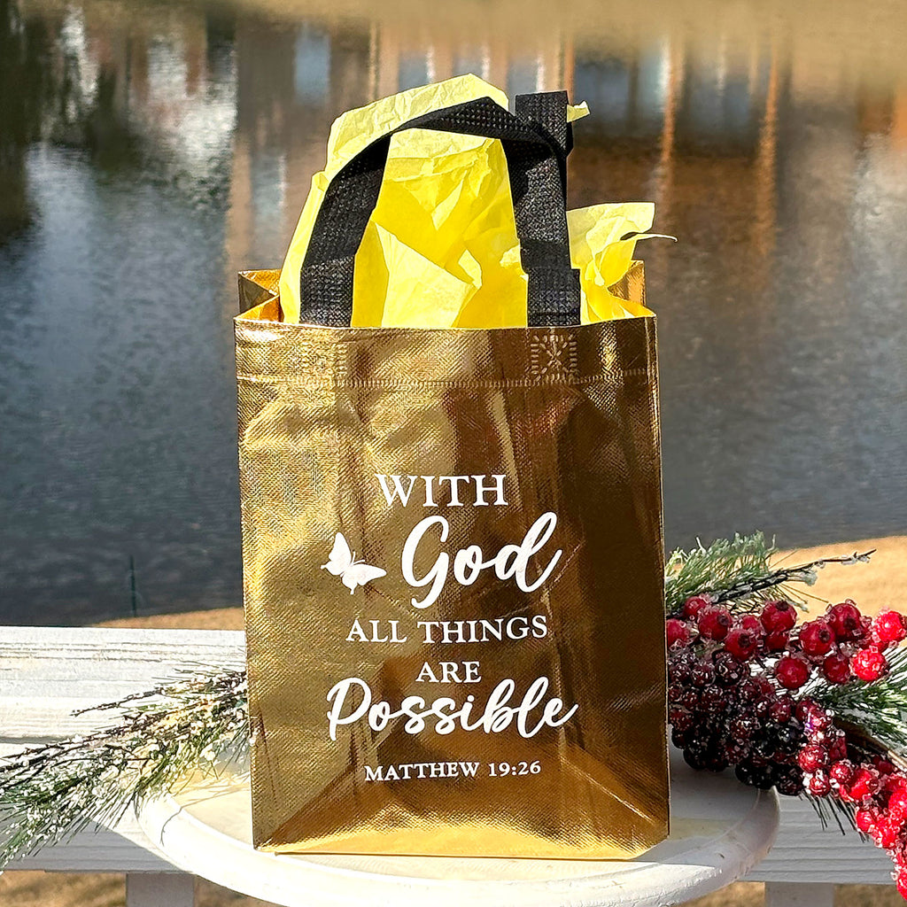 DeeLuxe Christian Gift Bag - Gold - Hebrews 13:6