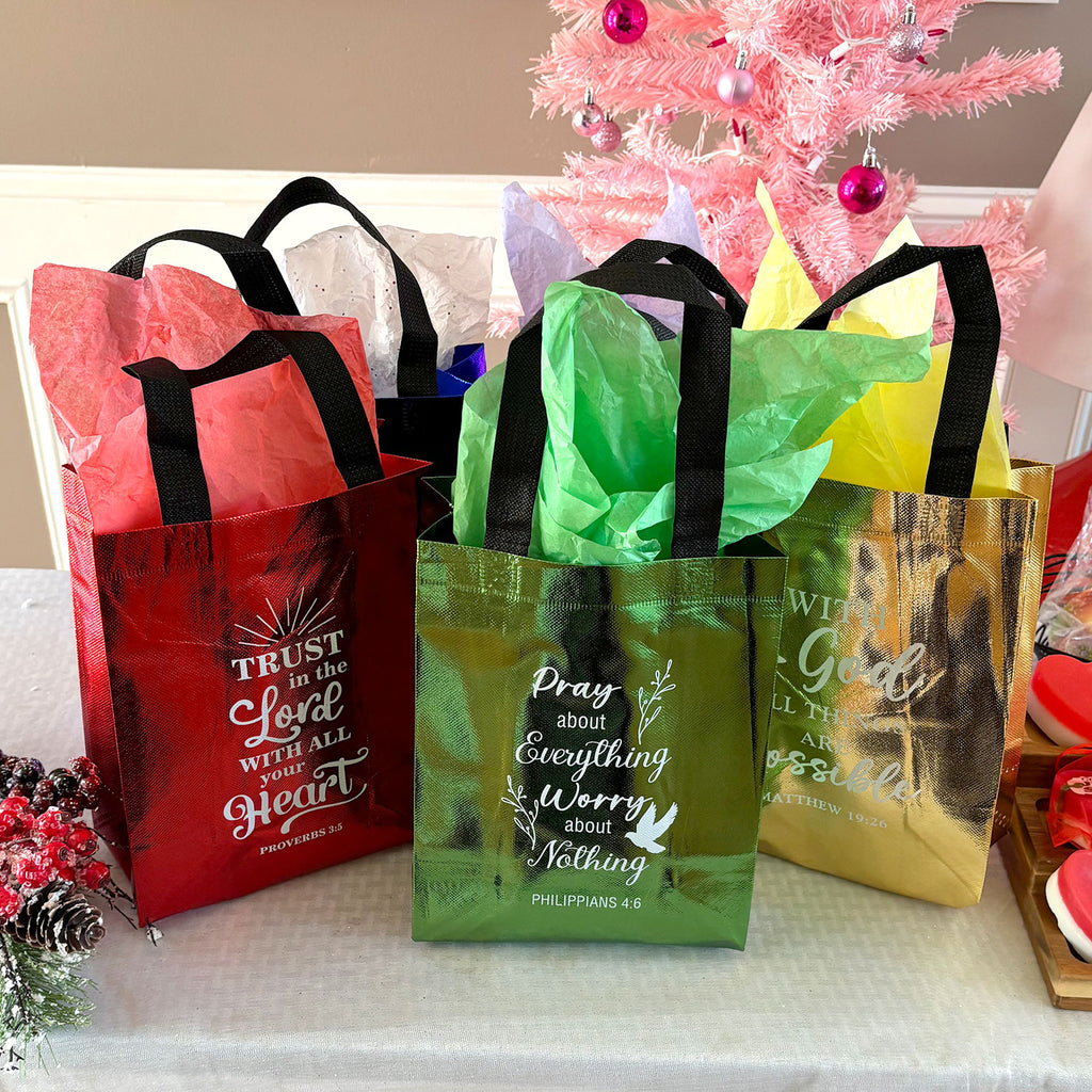 DeeLuxe Christian Gift Bag - Green - Philippians 4:6