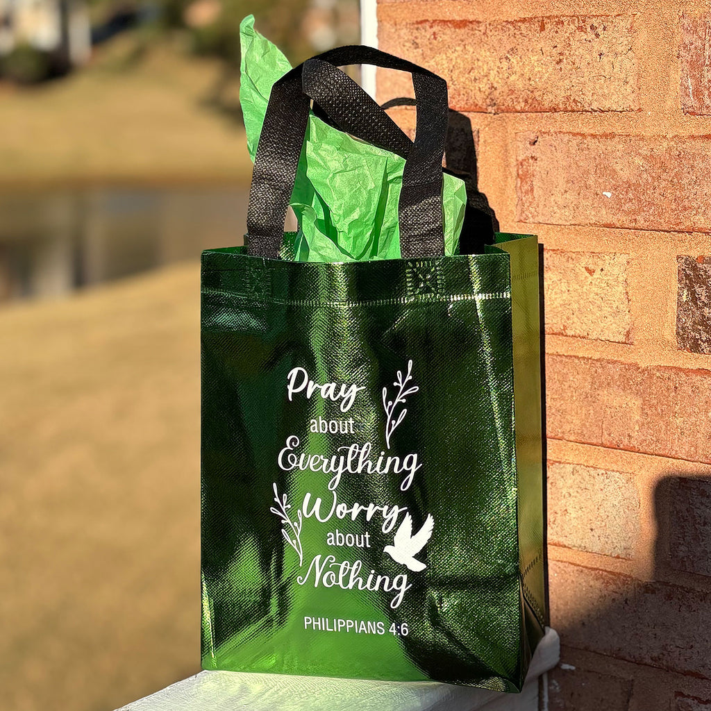 DeeLuxe Christian Gift Bag - Green - Philippians 4:6