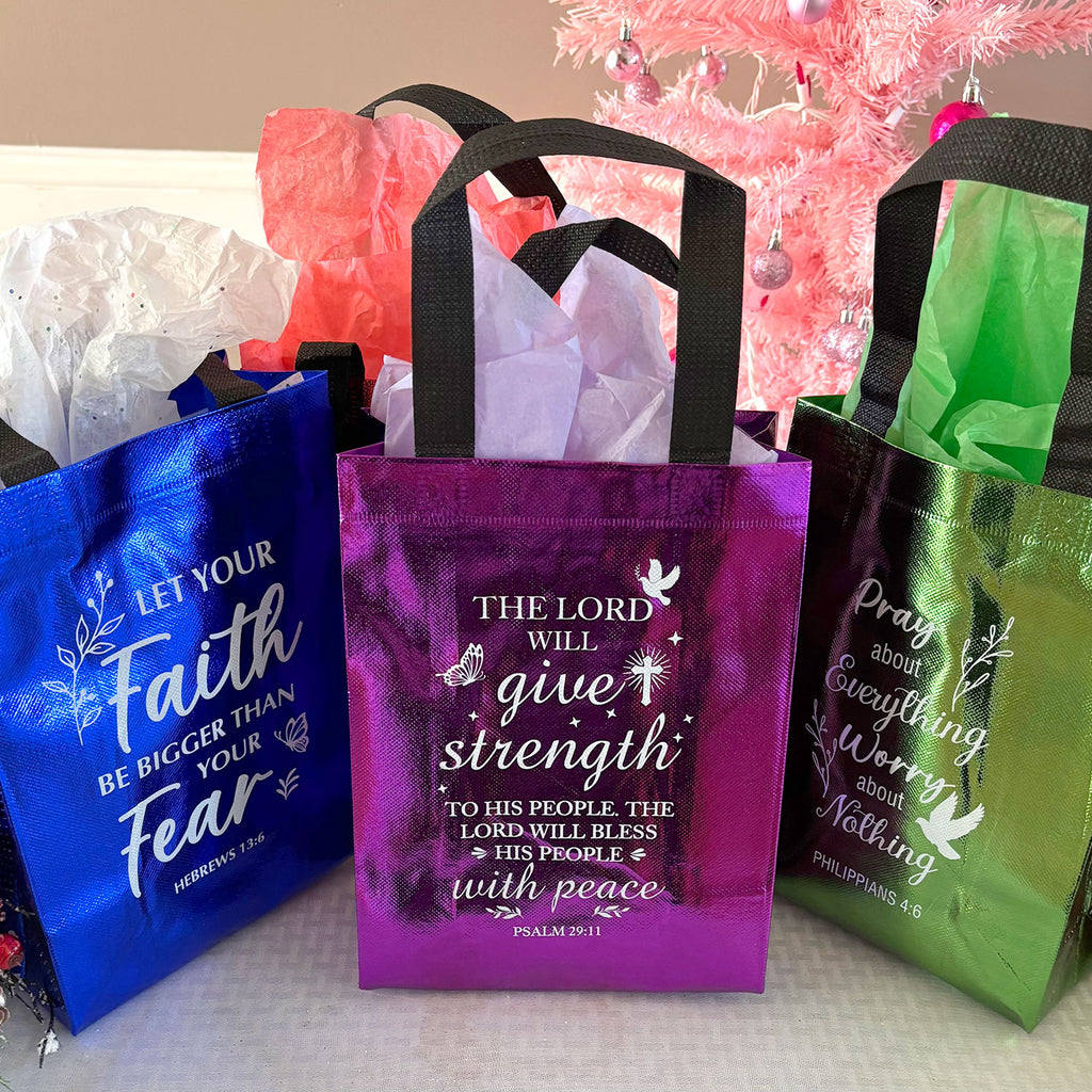 DeeLuxe Christian Gift Bag - Purple - Psalm 29:11