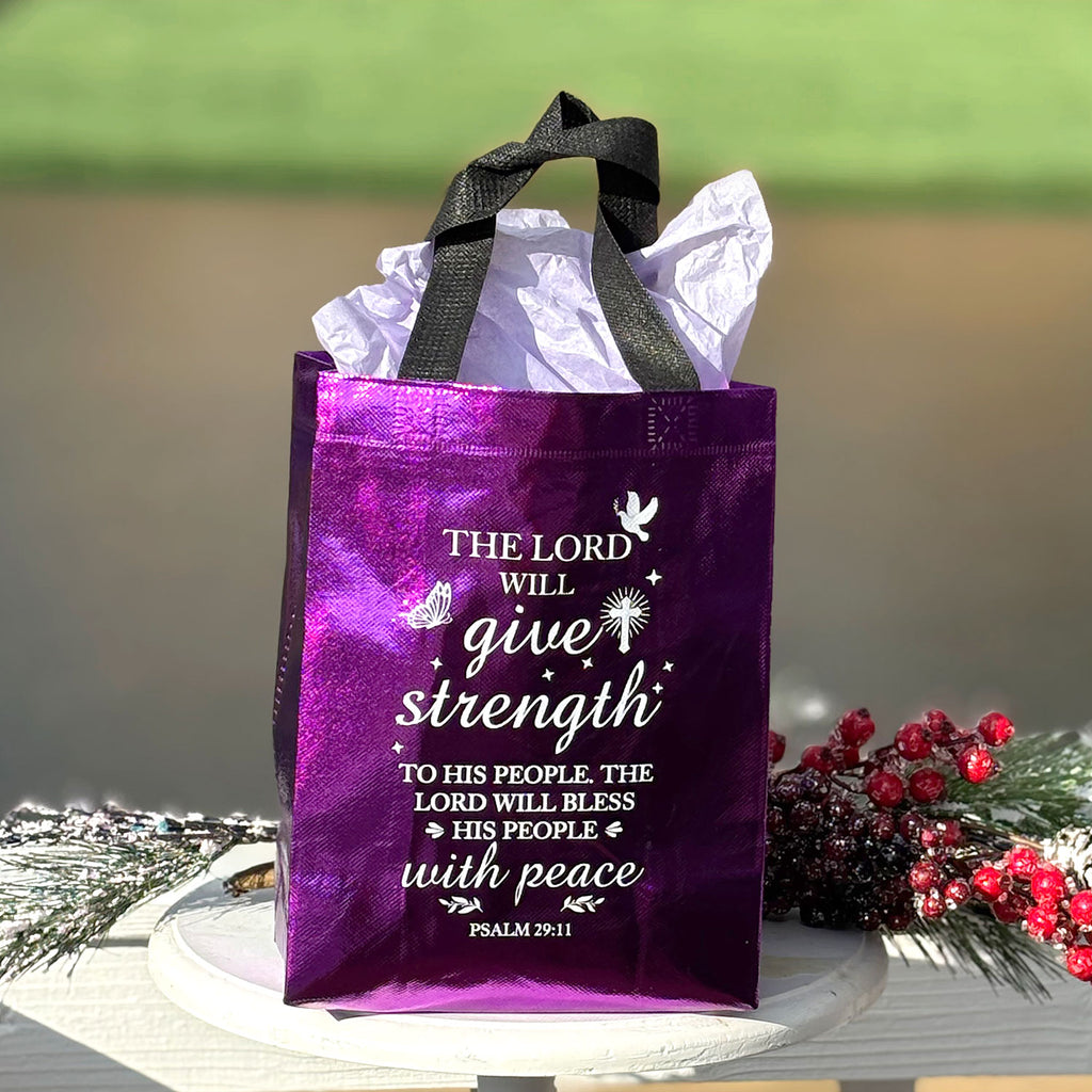 DeeLuxe Christian Gift Bag - Purple - Psalm 29:11